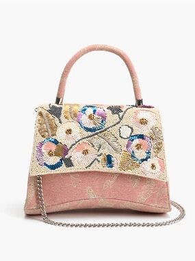 NWT Pansy Paradise Beaded Sequin Floral Top Handle Purse Bag NIB